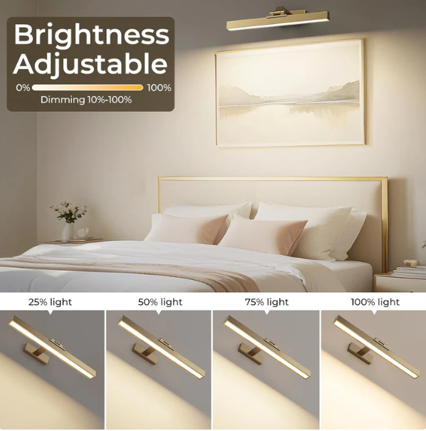 Picture Lights for Wall, Brass Battery Operated Picture Light 16in Art Light CCT Dimmable Recharging Battery Wall Light with Remote Control for Living Room Gallery - Image 3
