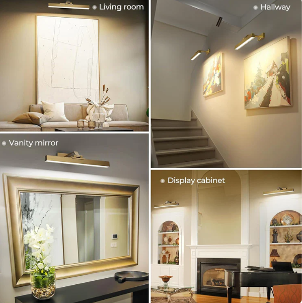 Picture Lights for Wall, Brass Battery Operated Picture Light 16in Art Light CCT Dimmable Recharging Battery Wall Light with Remote Control for Living Room Gallery - Image 4