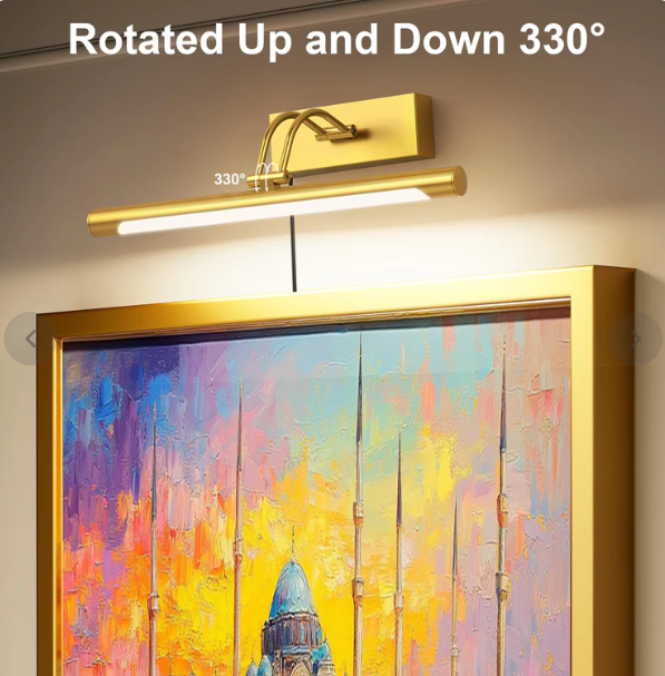 Plug in Picture Lights for Wall LED Art Light with On/Off Switch,14inch 4000K Adjustable Brass Gallery Painting Lights for Picture Display Dartboard Art Work (Black or Gold) - Image 9