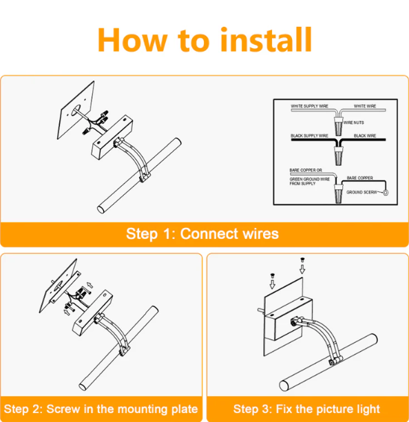 Hardwired Picture Light for Wall Black, 36cm Night Light LED Wall Sconces for Pictures,Dart Board Lights Wall Lights for Dartboard Mirror Frame Gallery - Image 6