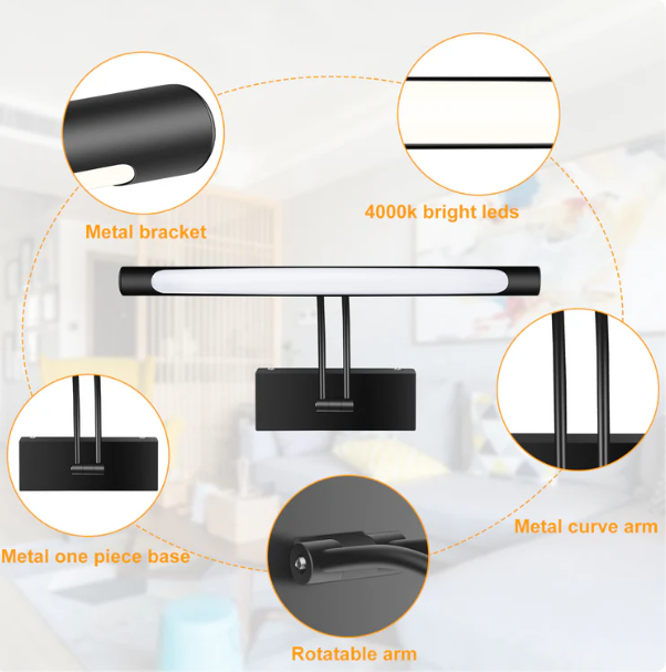 Hardwired Picture Light for Wall Black, 36cm Night Light LED Wall Sconces for Pictures,Dart Board Lights Wall Lights for Dartboard Mirror Frame Gallery - Image 7