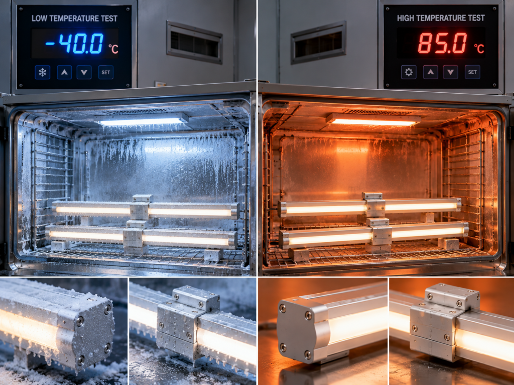 Temperature chamber with a fixture